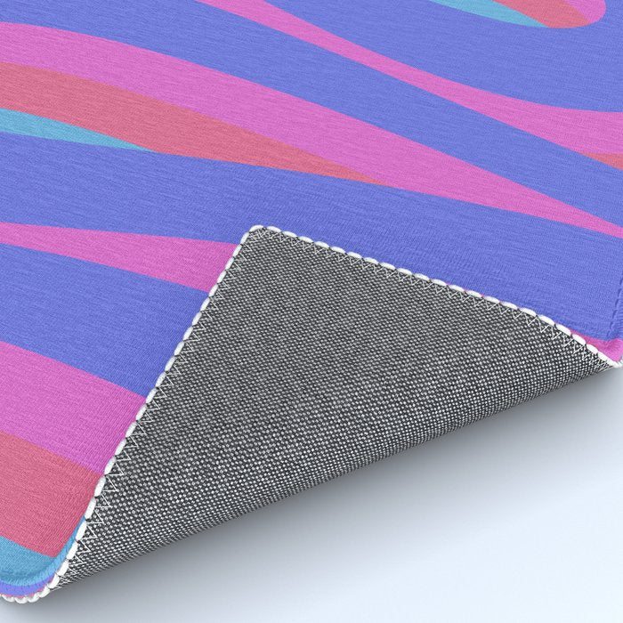 Pop Swirl Wavy Minimalist Abstract Pattern Blue and Hot Pink Rug Gallery Image 4