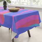 Pop Swirl Wavy Minimalist Abstract Pattern Blue and Hot Pink Tablecloth Gallery Image 3
