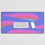 Pop Swirl Wavy Minimalist Abstract Pattern Blue and Hot Pink Desk Mat Gallery Image 1