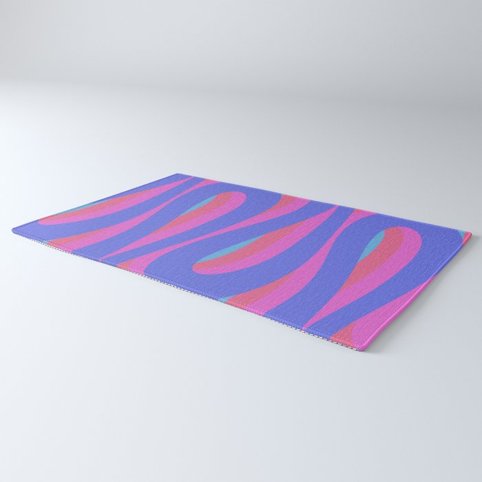 Pop Swirl Wavy Minimalist Abstract Pattern Blue and Hot Pink Rug Gallery Image 3