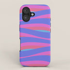 Pop Swirl Wavy Minimalist Abstract Pattern Blue and Hot Pink iPhone Case Gallery Image 1