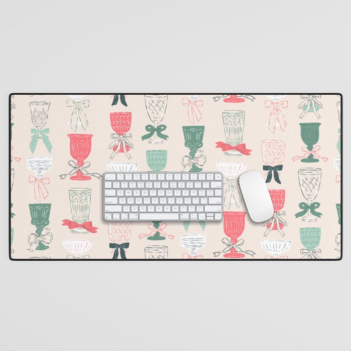 Holiday Bow Cocktails Desk Mat Gallery Image 1