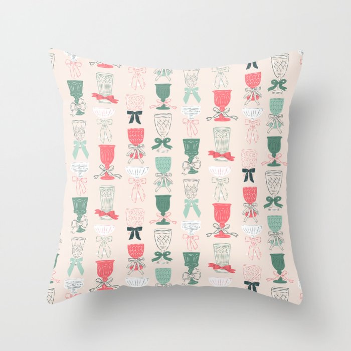 Holiday Bow Cocktails Throw Pillow Gallery Image 1