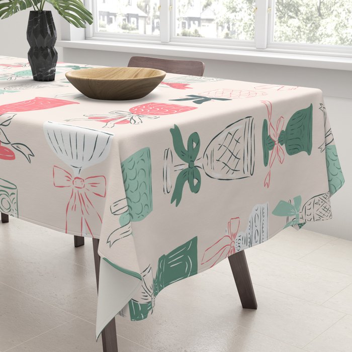 Holiday Bow Cocktails Tablecloth Gallery Image 3