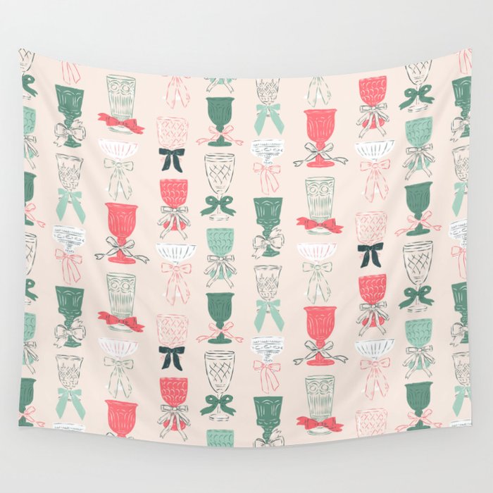 Holiday Bow Cocktails Wall Tapestry Gallery Image 4