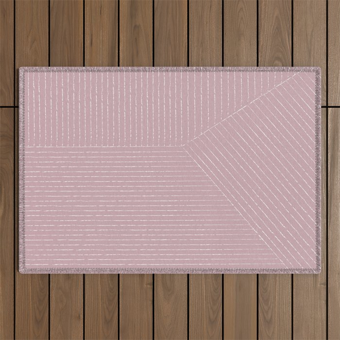 Lines (Dusty Lilac) Outdoor Rug Gallery Image 1
