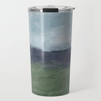 Driving to the Valley - Rainy Blue Skies Navy Indigo Horizon Green Grass Abstract Nature Farmhouse Travel Mug Gallery Image 1