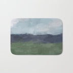 Driving to the Valley - Rainy Blue Skies Navy Indigo Horizon Green Grass Abstract Nature Farmhouse Bath Mat Gallery Image 1