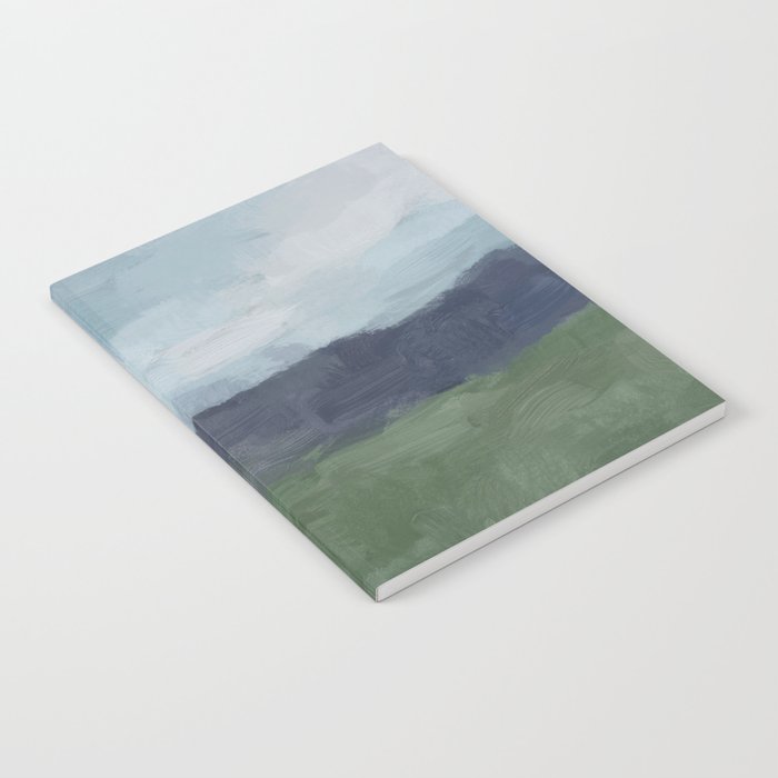 Driving to the Valley - Rainy Blue Skies Navy Indigo Horizon Green Grass Abstract Nature Farmhouse Notebook Gallery Image 2