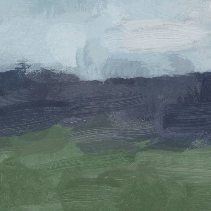 Driving to the Valley - Rainy Blue Skies Navy Indigo Horizon Green Grass Abstract Nature Farmhouse Coffee Mug Gallery Image 2