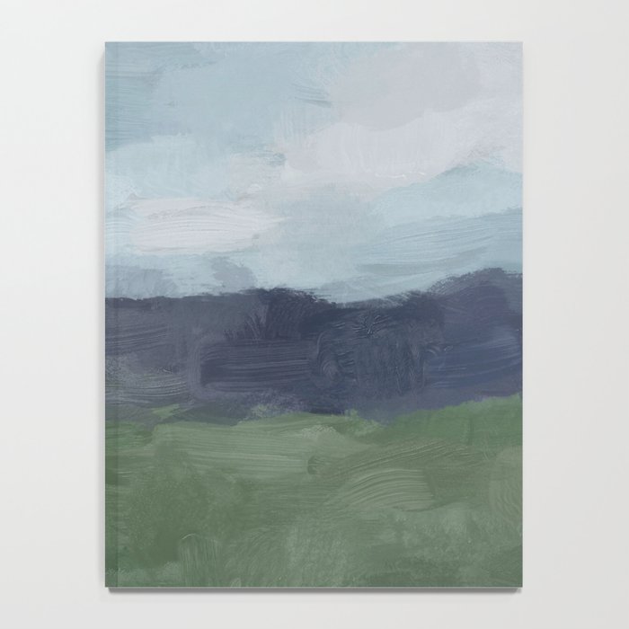 Driving to the Valley - Rainy Blue Skies Navy Indigo Horizon Green Grass Abstract Nature Farmhouse Notebook Gallery Image 4