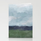 Driving to the Valley - Rainy Blue Skies Navy Indigo Horizon Green Grass Abstract Nature Farmhouse Stationery Card Gallery Image 2