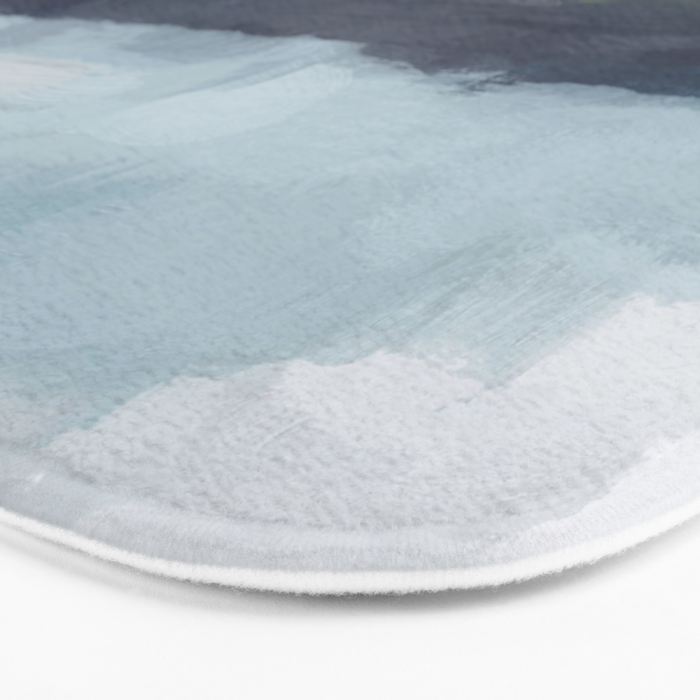 Driving to the Valley - Rainy Blue Skies Navy Indigo Horizon Green Grass Abstract Nature Farmhouse Bath Mat Gallery Image 3