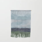 Driving to the Valley - Rainy Blue Skies Navy Indigo Horizon Green Grass Abstract Nature Farmhouse Wall Hanging Gallery Image 1