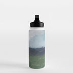 Driving to the Valley - Rainy Blue Skies Navy Indigo Horizon Green Grass Abstract Nature Farmhouse Water Bottle Gallery Image 3