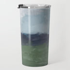 Driving to the Valley - Rainy Blue Skies Navy Indigo Horizon Green Grass Abstract Nature Farmhouse Travel Mug Gallery Image 3