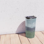 Driving to the Valley - Rainy Blue Skies Navy Indigo Horizon Green Grass Abstract Nature Farmhouse Travel Mug Gallery Image 4