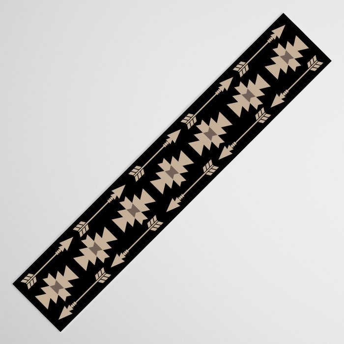 Southwestern Arrow Pattern 233 Black and Beige Table Runner Gallery Image 3