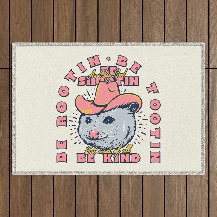Rootin Tootin Shootin | Possum Cowboy Advice | Space Cowgirl Country Style | Possum  Outdoor Rug Gallery Image 1
