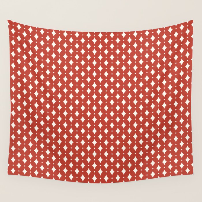 Vintage Stars I Bright Red Wall Tapestry Gallery Image 1