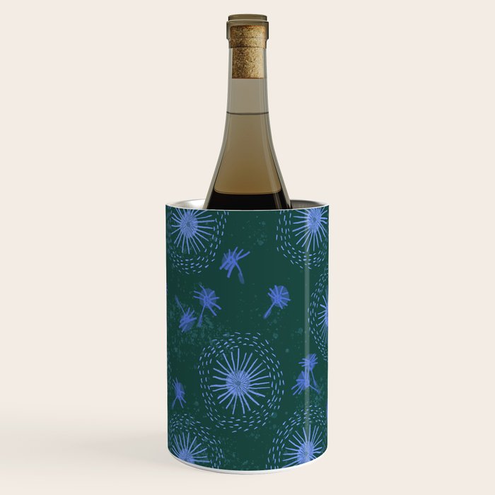 Make A Wish Dandelion Pattern in Forest Green & Blue Wine Chiller Gallery Image 1