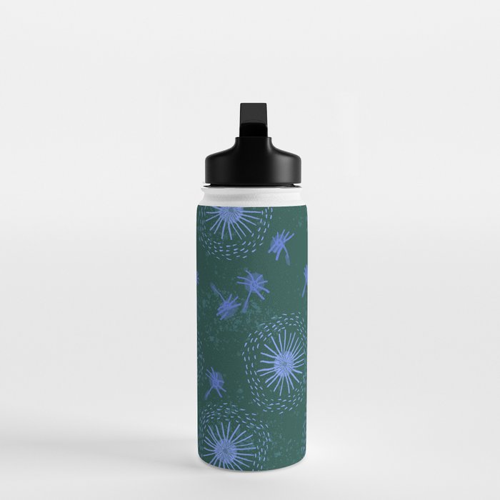 Make A Wish Dandelion Pattern in Forest Green & Blue Water Bottle Gallery Image 3