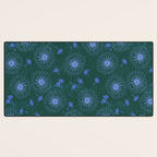 Make A Wish Dandelion Pattern in Forest Green & Blue Desk Mat Gallery Image 3