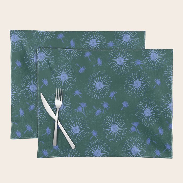 Make A Wish Dandelion Pattern in Forest Green & Blue Placemat Gallery Image 1
