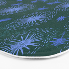 Make A Wish Dandelion Pattern in Forest Green & Blue Bath Mat Gallery Image 3
