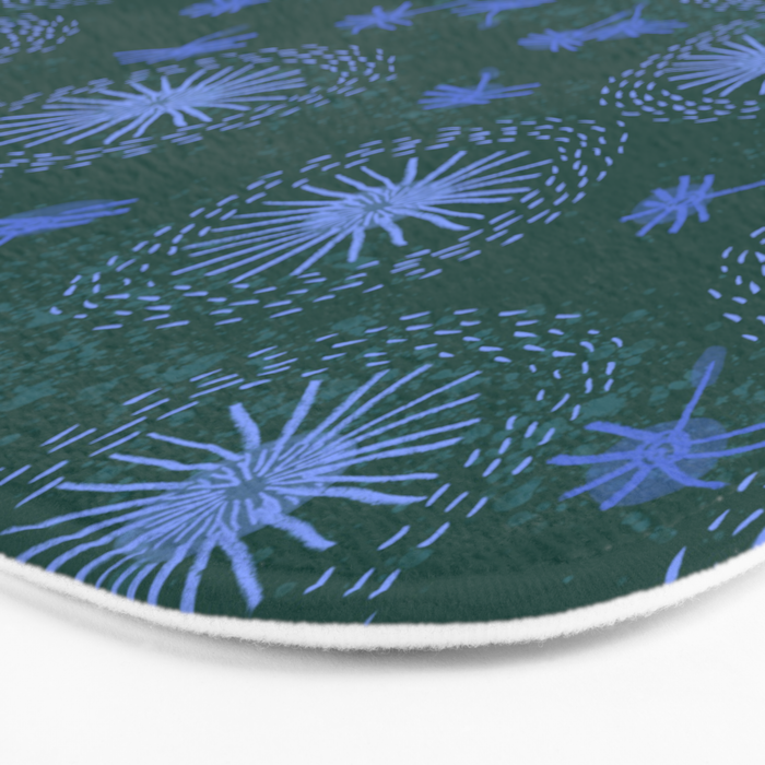 Make A Wish Dandelion Pattern in Forest Green & Blue Bath Mat Gallery Image 3