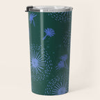 Make A Wish Dandelion Pattern in Forest Green & Blue Travel Mug Gallery Image 3
