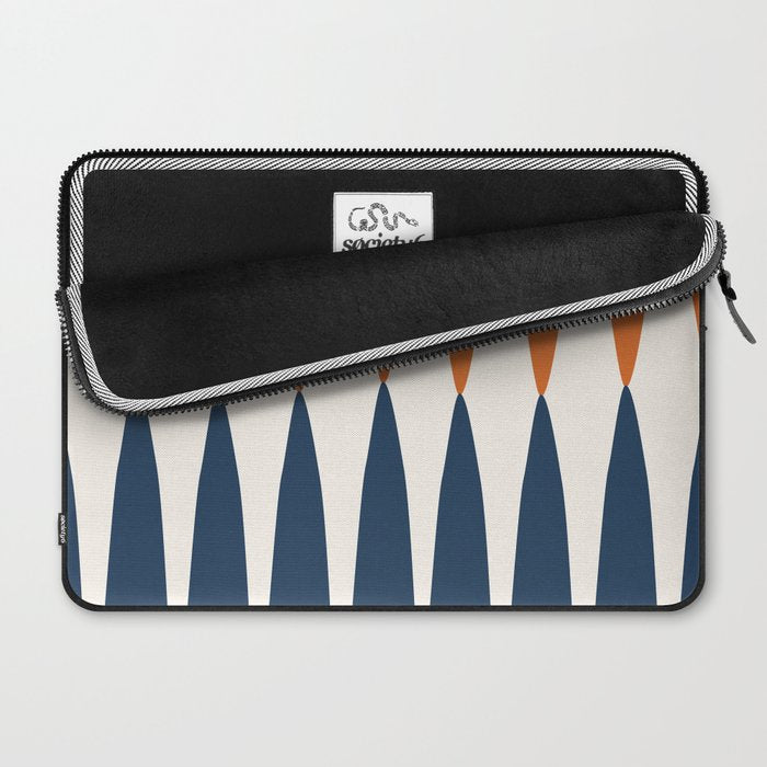 Abstract Shapes 106 Pattern in vintage Orange and Navy Blue  Laptop Sleeve Gallery Image 2
