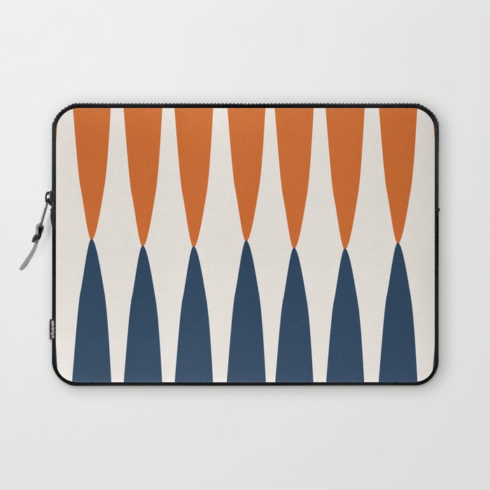Abstract Shapes 106 Pattern in vintage Orange and Navy Blue  Laptop Sleeve Gallery Image 1