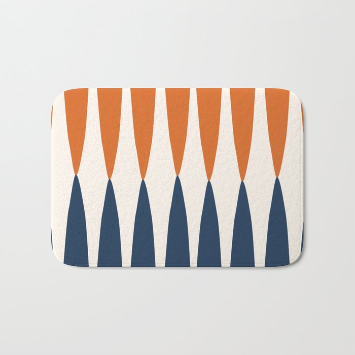 Abstract Shapes 106 Pattern in vintage Orange and Navy Blue  Bath Mat Gallery Image 1