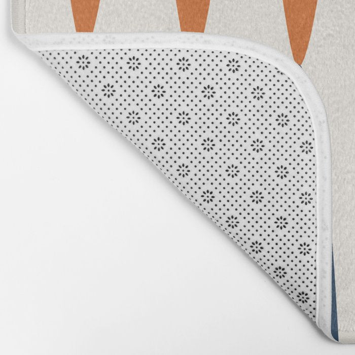 Abstract Shapes 106 Pattern in vintage Orange and Navy Blue  Bath Mat Gallery Image 2