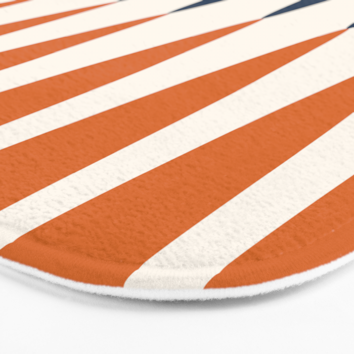 Abstract Shapes 106 Pattern in vintage Orange and Navy Blue  Bath Mat Gallery Image 3