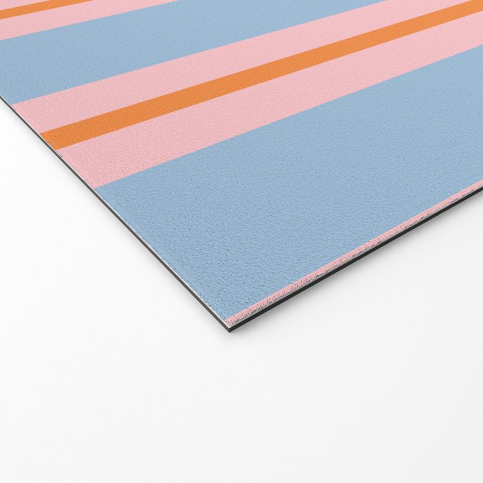 Cute Basic Stripes Light Blue Orange Pink Welcome Mat Gallery Image 2