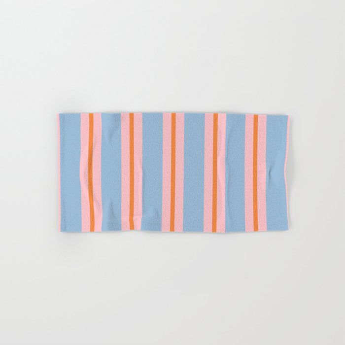 Cute Basic Stripes Light Blue Orange Pink Bath Towel Gallery Image 1
