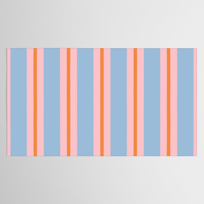 Cute Basic Stripes Light Blue Orange Pink Tablecloth Gallery Image 2