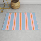 Cute Basic Stripes Light Blue Orange Pink Rug Gallery Image 1