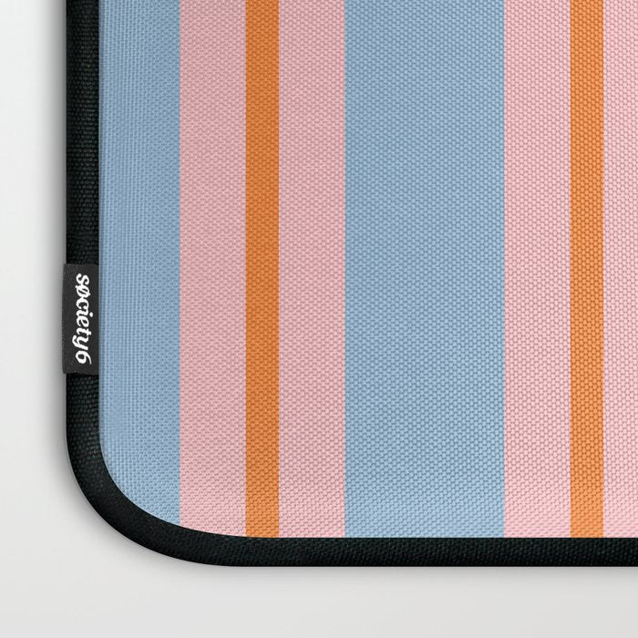 Cute Basic Stripes Light Blue Orange Pink Laptop Sleeve Gallery Image 3