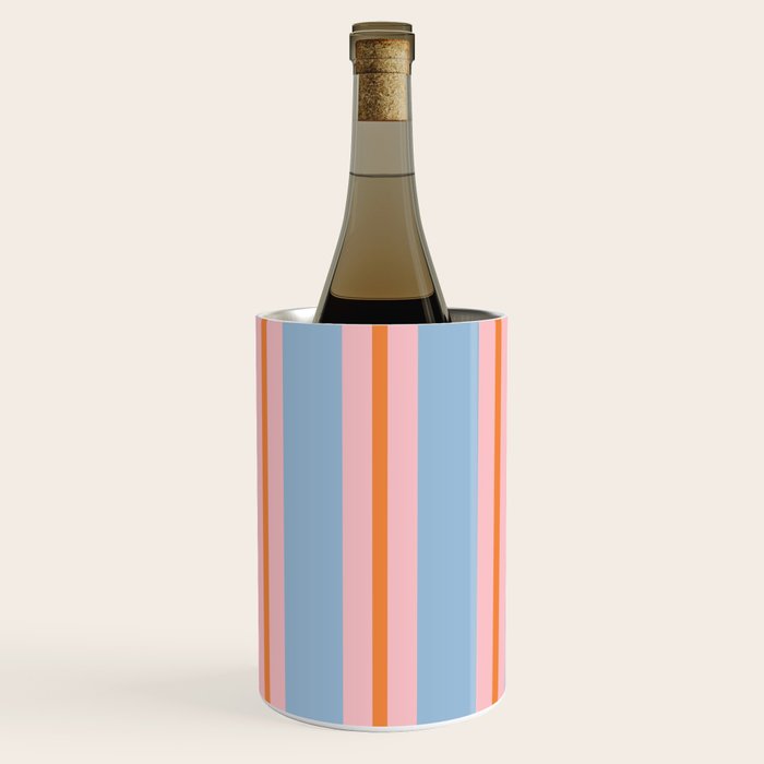 Cute Basic Stripes Light Blue Orange Pink Wine Chiller Gallery Image 1