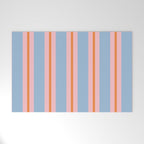 Cute Basic Stripes Light Blue Orange Pink Welcome Mat Gallery Image 1