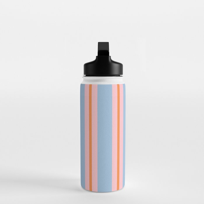 Cute Basic Stripes Light Blue Orange Pink Water Bottle Gallery Image 3