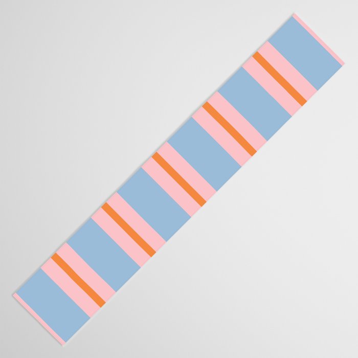 Cute Basic Stripes Light Blue Orange Pink Table Runner Gallery Image 3