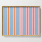 Cute Basic Stripes Light Blue Orange Pink Serving Tray Gallery Image 1