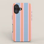 Cute Basic Stripes Light Blue Orange Pink iPhone Case Gallery Image 1
