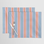 Cute Basic Stripes Light Blue Orange Pink Placemat Gallery Image 1