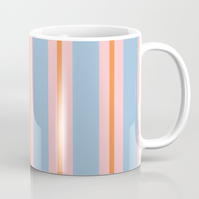 Cute Basic Stripes Light Blue Orange Pink Coffee Mug Gallery Image 1