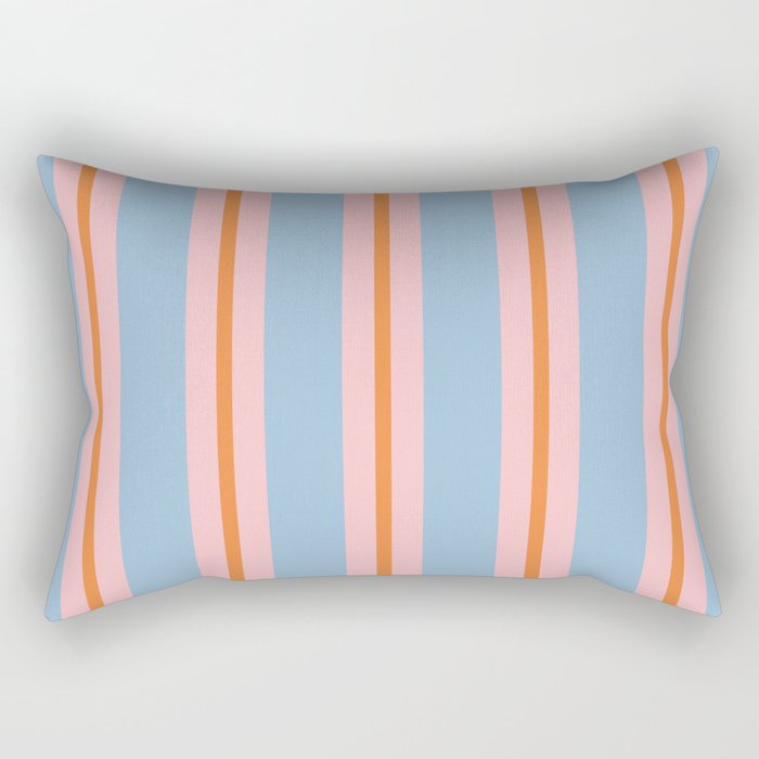 Cute Basic Stripes Light Blue Orange Pink Rectangular Pillow Gallery Image 2